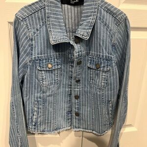Simply Be Light Blue Striped Denim Jacket